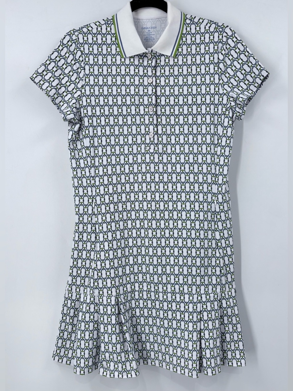 J. McLaughlin White Blue Green Signet Lock Dorte Dress - Picture 5 of 16